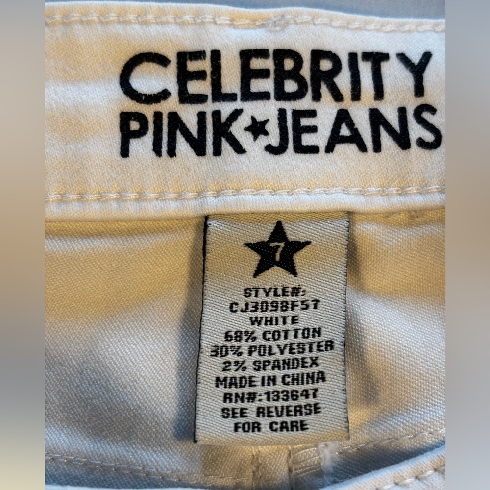 Celebrity Pink White Denim Shorts Stretch Mid Rise Size 7‎ - Picture 2 of 8